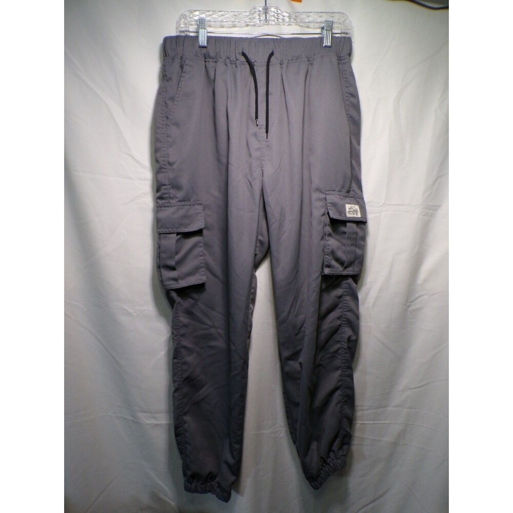 HKS S Boris Men's Gray Cargo Pants Size L Drawstring 100% Polyester